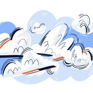 A stylized illustration of clouds in motion.