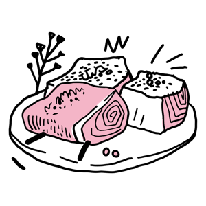 A drawing of sushi on a plate.