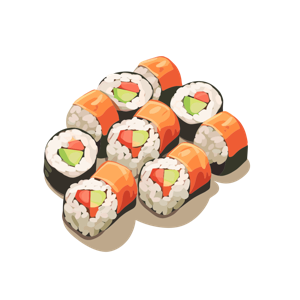 Illustration of sushi rolls