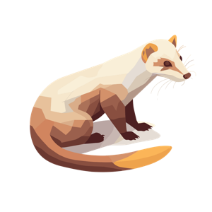 An illustrated ferret with a geometric art style.