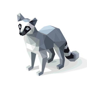 A low poly art style 3D raccoon.