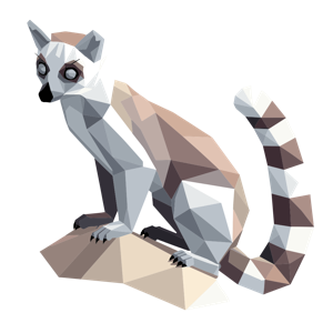 A low-poly graphic representation of a lemur.