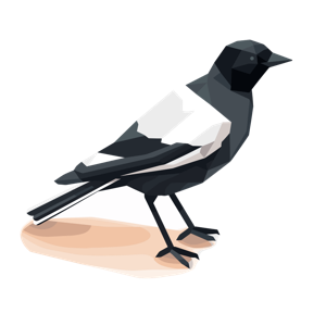 It is a low-poly illustration of a bird.