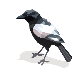 A low-poly illustration of a crow.