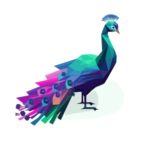 Stylized geometric peacock.