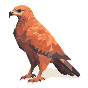A geometric polygonal illustration of a bird of prey.
