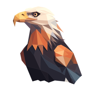 A low-poly art style depiction of an eagle.