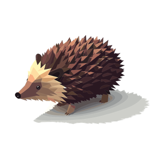 A low poly art style illustration of a hedgehog.