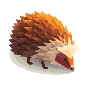 This is an artistic, geometric illustration of a hedgehog.