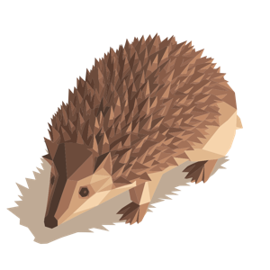 A low-poly illustration of a hedgehog.