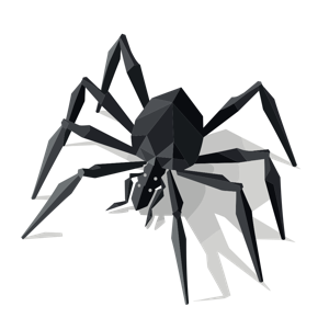 Low poly artwork of a black and gray spider