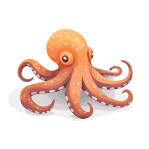 Illustration of a cartoonish orange octopus.