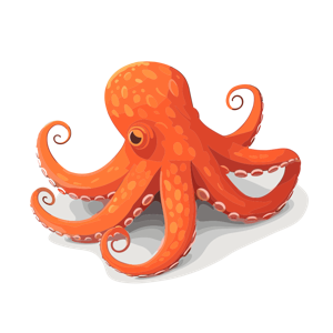 An illustration of a cartoon octopus.