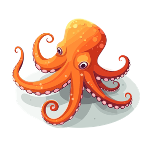 Cartoon orange octopus.