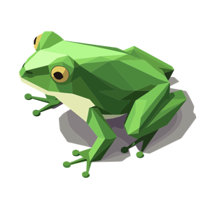 A low poly art style frog.
