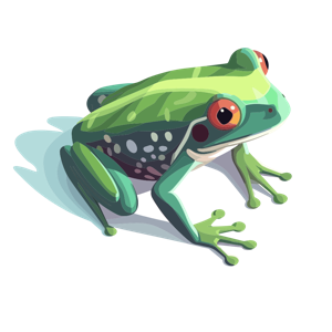 Illustration of a green frog.