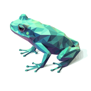 A low-poly geometric frog.