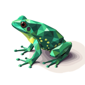 A low-poly geometric frog.