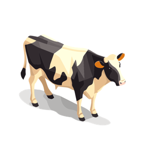 A stylized illustration of a cow.