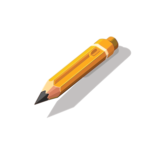 Stylized illustration of a yellow pencil.