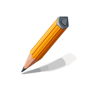 A realistic illustration of a yellow pencil with an eraser.