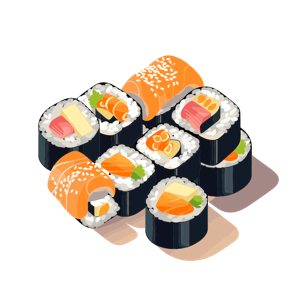 A selection of sushi rolls.