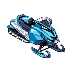 A blue and black illustrated snowmobile.