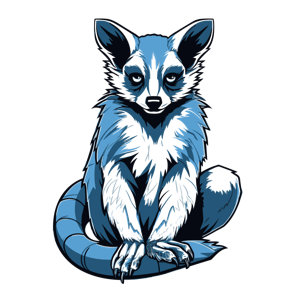Stylized blue and black illustration of a fox.