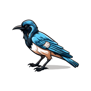 Illustration of a stylized colorful bird.