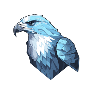 Illustration of a geometric blue eagle head.