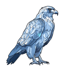 Illustration of a stylized blue eagle.