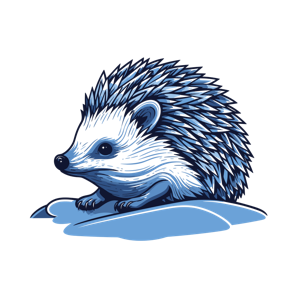 This is a stylized illustration of a blue and white hedgehog.