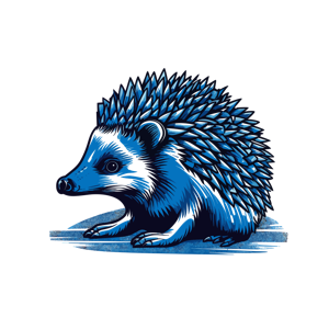 Illustration of a stylized blue hedgehog.