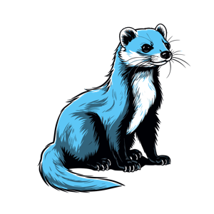 A stylized blue ferret illustration.