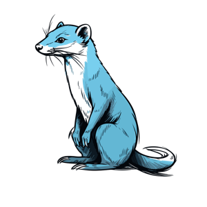 2. A drawing of a blue ferret seated on its hind legs.