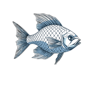 A blue illustrated fish.