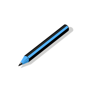 A stylized illustration of a sharpened pencil.