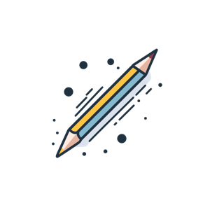 An illustrated pencil in motion.