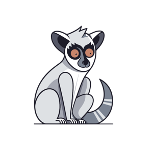 A cartoon illustration of a lemur.