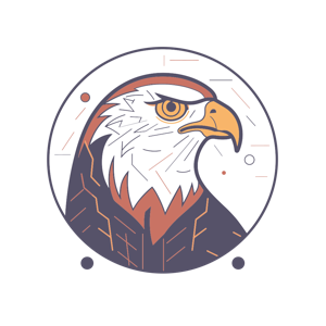A stylized illustration of an eagle head.