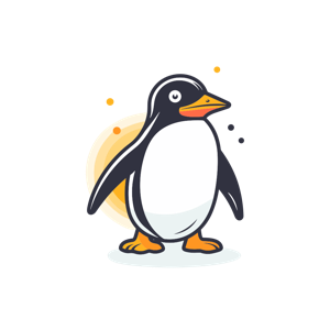A cartoon penguin with a friendly expression.