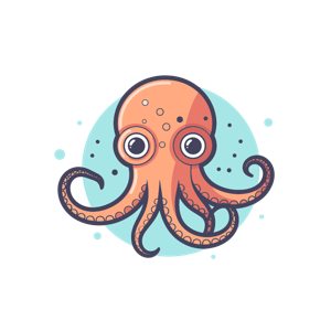 Illustration of a cute cartoon octopus.