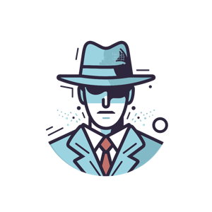 A stylized retro illustration of a person wearing a fedora and sunglasses in a suit.