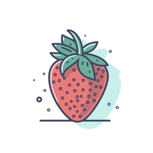 Stylized digital illustration of a strawberry