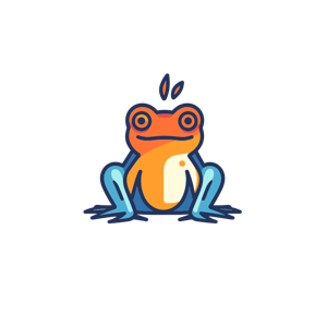 A colorful, cartoon-style illustration of a frog.
