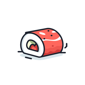 Illustration of a cartoon sushi roll.